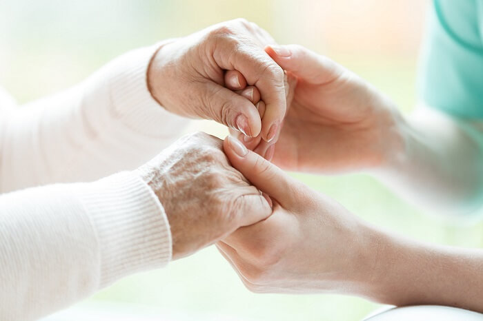 dementia patient with a caregiver