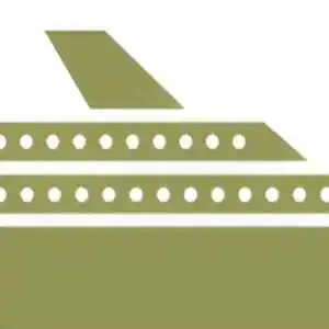 Simple graphic of a ship in olive green.