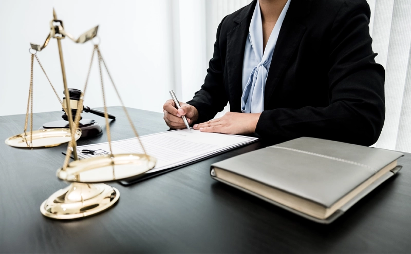 An estate planning attorney reviewing documents specifying a guardian for a client's children.